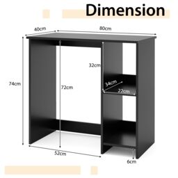 Gymax 80 CM Home Office Desk Small Computer Desk for Small Space-Black in Black - thumbnail 2