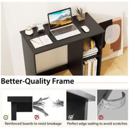 Gymax 80 CM Home Office Desk Small Computer Desk for Small Space-Black in Black - thumbnail 8