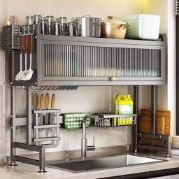 Dprodo Over the Sink Dish Drainer Drying Rack in Jet Black - Size: 1 Pack - thumbnail 1