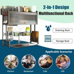 Dprodo Over the Sink Dish Drainer Drying Rack in Jet Black - Size: 1 Pack - thumbnail 2