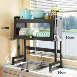 Dprodo Over the Sink Dish Drainer Drying Rack in Jet Black - Size: 1 Pack - thumbnail 6