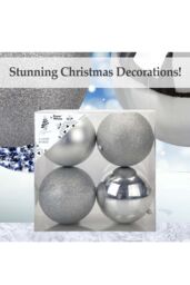 VFM e-Store Christmas Baubles Pack of 3- 12cm in Silver - thumbnail 3