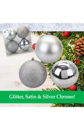 VFM e-Store Christmas Baubles Pack of 3- 12cm in Silver - thumbnail 2