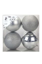 VFM e-Store Christmas Baubles Pack of 3- 12cm in Silver - thumbnail 1