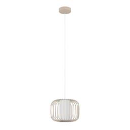 Eglo Terrarosa Wireframe Steel & Fabric Contemporary Single Pendant, Sandy in Beige - thumbnail 2