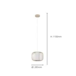 Eglo Terrarosa Wireframe Steel & Fabric Contemporary Single Pendant, Sandy in Beige - thumbnail 4