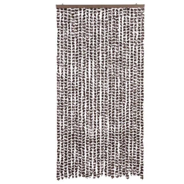 Berkfield Home Soft Fly Curtain Brown & White 100x230 cm Chenille - image 1
