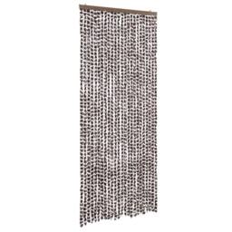 Berkfield Home Soft Fly Curtain Brown & White 100x230 cm Chenille - thumbnail 3