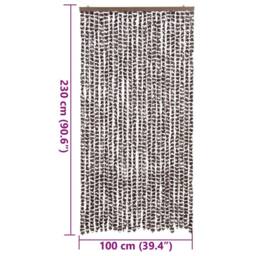 Berkfield Home Soft Fly Curtain Brown & White 100x230 cm Chenille - thumbnail 7