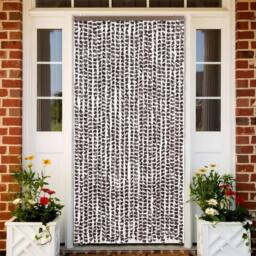 Berkfield Home Soft Fly Curtain Brown & White 100x230 cm Chenille - thumbnail 2