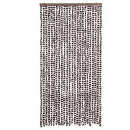 Berkfield Home Soft Fly Curtain Brown & White 100x230 cm Chenille - thumbnail 1