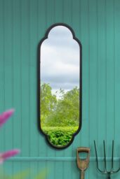 MirrorOutlet Black Metal Framed Double Arched Oval Garden Wall Mirror 102 X 35.5CM - Size: 1 Pack - thumbnail 1