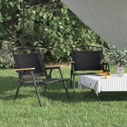 Berkfield Home Camping Chairs 2 pcs Black 54x43x59cm Oxford Fabric - Size: 54 x 43 x 59 cm - thumbnail 2