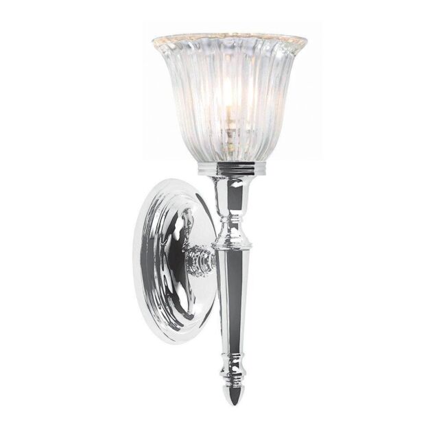 Netlighting Dryden 1 Light Bathroom Wall Light Polished Chrome IP44 G9 in Grey