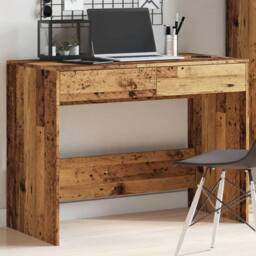 Berkfield Home Durable Desk Old Wood 101x50x76.5 cm Engineered Wood in Brown - thumbnail 4