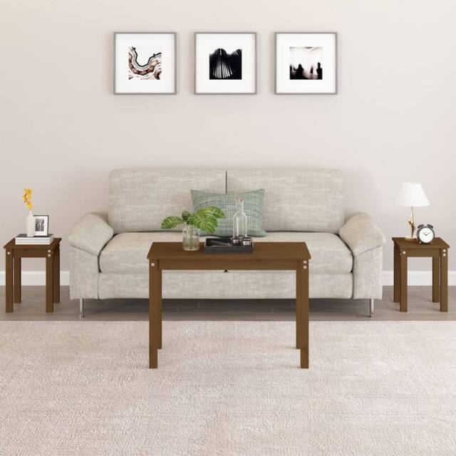 Berkfield Home Nesting Tables 3 pcs Honey Brown Solid Wood Pine - image 1