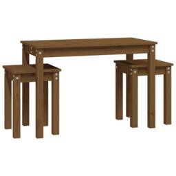 Berkfield Home Nesting Tables 3 pcs Honey Brown Solid Wood Pine - thumbnail 5