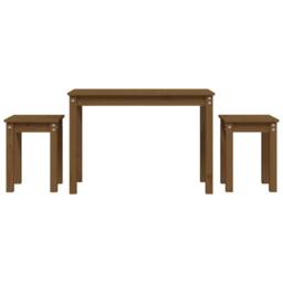 Berkfield Home Nesting Tables 3 pcs Honey Brown Solid Wood Pine - thumbnail 2