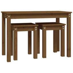 Berkfield Home Nesting Tables 3 pcs Honey Brown Solid Wood Pine - thumbnail 6