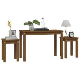Berkfield Home Nesting Tables 3 pcs Honey Brown Solid Wood Pine - thumbnail 4