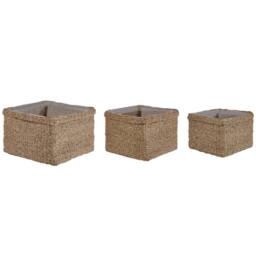 Wyld and Coco Natural Seagrass Planter Set of 3 - 23x34 cm 27x36 cm 30x45 cm in Brown - Size: Large - thumbnail 3