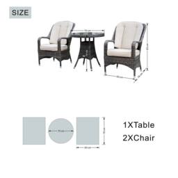 Direct Wicker Garden Aluminum Rattan Bistro Set, Round Table & 2 Armchairs in Brown - Size: 2 Person - thumbnail 8