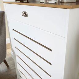 Home Source Batley Radiator Cover Grill Shelf Cabinet With Drawer MDF Modern White - thumbnail 4