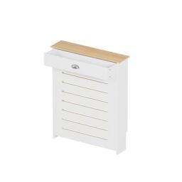 Home Source Batley Radiator Cover Grill Shelf Cabinet With Drawer MDF Modern White - thumbnail 9