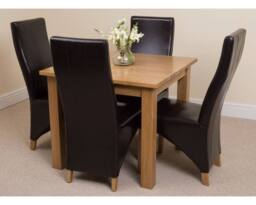 Thats Furniture Oslo 90 x 90 cm Oak Small Dining Table & 4 Lola Leather Chairs in Brown - thumbnail 3