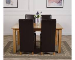 Thats Furniture Oslo 90 x 90 cm Oak Small Dining Table & 4 Lola Leather Chairs in Brown - thumbnail 2