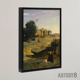 "Artery8 Camille Corot Hagar & Her Son in the Wilderness Framed Canvas Art - Size: W12"" x H16""" - thumbnail 2