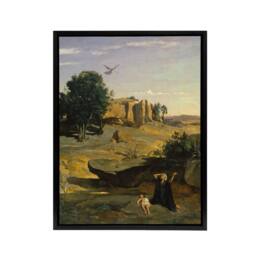 "Artery8 Camille Corot Hagar & Her Son in the Wilderness Framed Canvas Art - Size: W12"" x H16""" - thumbnail 1