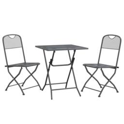 Berkfield Home 3 Piece Garden Dining Set Expanded Metal Mesh Anthracite in Black - thumbnail 3