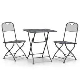 Berkfield Home 3 Piece Garden Dining Set Expanded Metal Mesh Anthracite in Black - thumbnail 2