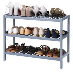 Kelvenix Grey 3 Tier Bamboo Wooden Shoe Storage - Size: 0.6m2 - thumbnail 3