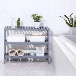 Kelvenix Grey 3 Tier Bamboo Wooden Shoe Storage - Size: 0.6m2 - thumbnail 4