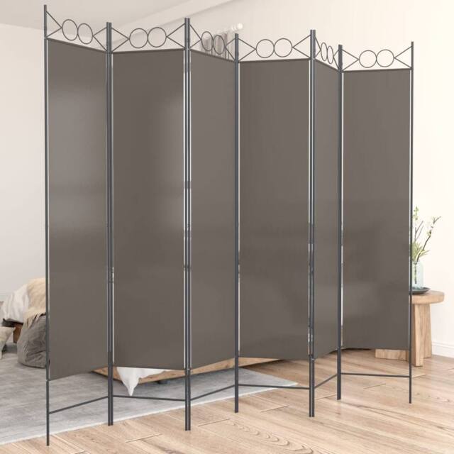 Berkfield Home 6-Panel Room Divider Anthracite 240x220 cm Fabric in Black - image 1