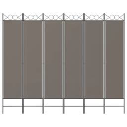 Berkfield Home 6-Panel Room Divider Anthracite 240x220 cm Fabric in Black - thumbnail 3