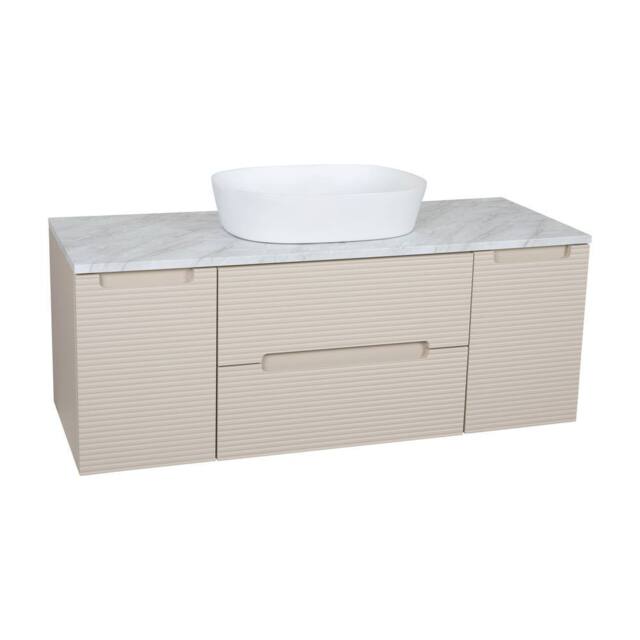 Bathroom Kingdom Monza Oatmeal & Grey Fluted Wall Hung Vanity Drawer Basin 1200mm - image 1