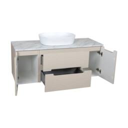 Bathroom Kingdom Monza Oatmeal & Grey Fluted Wall Hung Vanity Drawer Basin 1200mm - thumbnail 2
