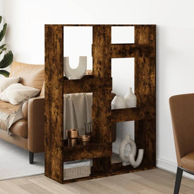 Berkfield Home Room Divider Smoked Oak100x33x135 cm Engineered Wood in Brown - Size: 100 x 33 x 135 cm - image 1