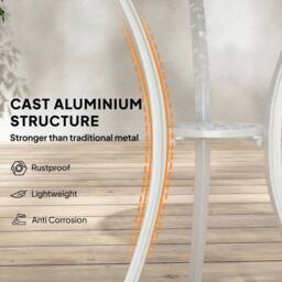 NESTLUNE 3 PCs Garden Bistro Set Outdoor Garden Furniture in White - Size: 100 cm x 15 cm - thumbnail 5