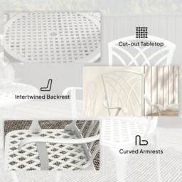 NESTLUNE 3 PCs Garden Bistro Set Outdoor Garden Furniture in White - Size: 100 cm x 15 cm - thumbnail 6