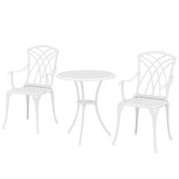 NESTLUNE 3 PCs Garden Bistro Set Outdoor Garden Furniture in White - Size: 100 cm x 15 cm