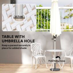 NESTLUNE 3 PCs Garden Bistro Set Outdoor Garden Furniture in White - Size: 100 cm x 15 cm - thumbnail 3
