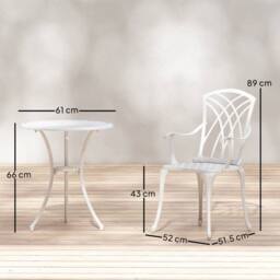 NESTLUNE 3 PCs Garden Bistro Set Outdoor Garden Furniture in White - Size: 100 cm x 15 cm - thumbnail 2