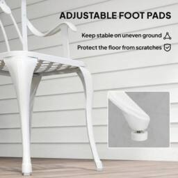 NESTLUNE 3 PCs Garden Bistro Set Outdoor Garden Furniture in White - Size: 100 cm x 15 cm - thumbnail 4