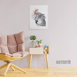"Artery8 Cockatoo Parrot Head Watercolour Schouman Canvas Wall Art Print in White - Size: W12"" x H16""" - thumbnail 3
