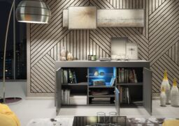 Creative Furniture Aurora Sideboard 145cm - A Modern & Practical Cabinet with Gloss Doors & LED Lights in Dark Grey - thumbnail 5
