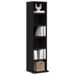 Berkfield Home CD Cabinet Black Oak 21x20x88 cm Engineered Wood - Size: 21 x 20 x 88 cm - thumbnail 4